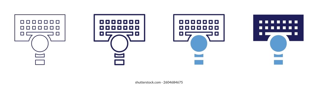 Keyboard footrest icon in 4 different styles. Thin Line, Line, Bold Line, Duotone. Duotone style. Editable stroke.