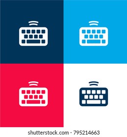 Keyboard four color material and minimal icon logo set in red and blue