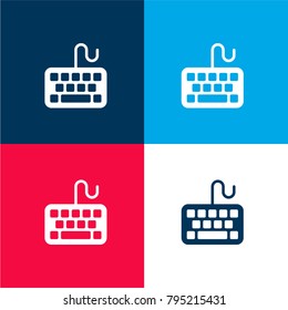 Keyboard four color material and minimal icon logo set in red and blue