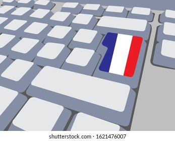Keyboard with France flag,social network concept,vector illustration