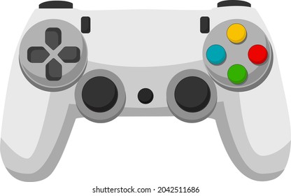 Keyboard, gamepad, controller, input device. Console games, video games, entertainment, arcade games. The line of the game controller in retro style and color drawing.