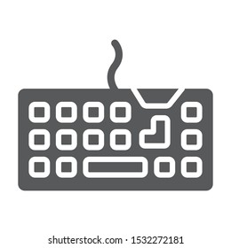 Keyboard glyph icon, technology and device, keypad sign, vector graphics, a solid pattern on a white background, eps 10.