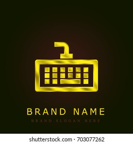 Keyboard golden metallic logo