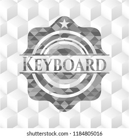 Keyboard grey emblem with cube white background