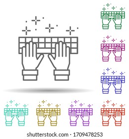 Keyboard hands multi color icon. Simple thin line, outline vector of copywriting icons for ui and ux, website or mobile application