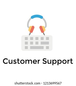 Keyboard with headphone, customer services flat icon 