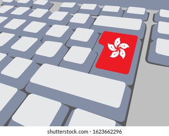 Keyboard with Hong Kong flag,social network concept,vector illustration