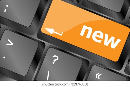 Keyboard with hot key with new word, vector illustration