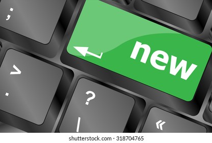 Keyboard with hot key with new word, vector illustration