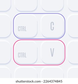 Keyboard hotkey concept, copy and paste. Vector clipart