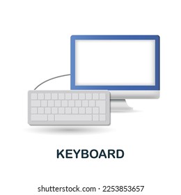 Keyboard icon. 3d illustration from work place collection. Creative Keyboard 3d icon for web design, templates, infographics and more