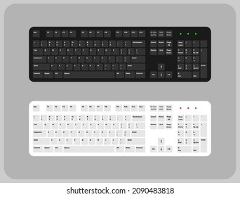 Icono del teclado, de color blanco y negro. Teclado vector con texto Qwerty. ilustración vectorial.