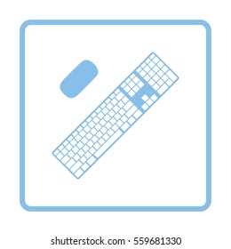 Keyboard icon. Blue frame design. Vector illustration.