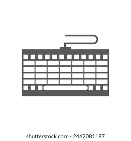 Icono de teclado con diseño lineal azul sobre fondo blanco