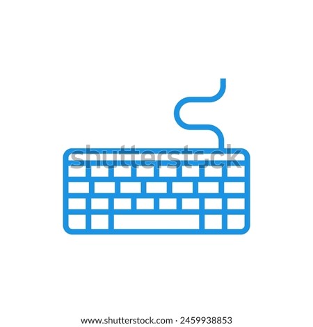 Keyboard icon with blue linear design on white background