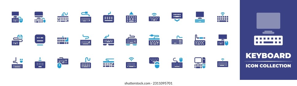 Keyboard icon collection. Duotone color. Vector illustration. Containing computer, keyboard, computer keyboard, online education, keyboard and mouse, wireless, electric. 