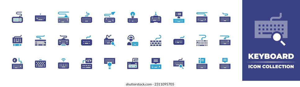 Keyboard icon collection. Duotone color. Vector illustration. Containing keyboard, publishing, copywriting, keylogger, gamer, computer, typing. 