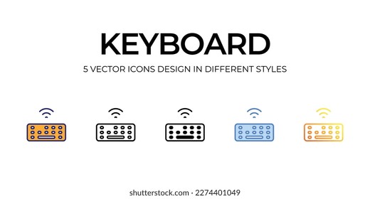 diseño de iconos de teclado en estilo Cinco con barra modificable. Línea, Sólido, Línea plana, Color de tono Duo y Línea de degradado de color. Adecuado para diseño de páginas Web, aplicaciones móviles, UI, UX y GUI.