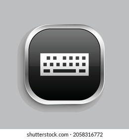diseño de iconos de teclado. Estilo botón brillante rectángulo redondeado aislado en fondo gris. Ilustración del vector