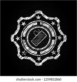keyboard icon drawn chalk emblem, retro style, chalk or chalkboard texture