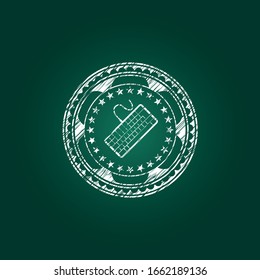 keyboard icon drawn chalk emblem, retro style, chalk or chalkboard texture