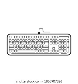 Keyboard icon is drawn in an outline style that is isolated on a white background. Editable stroke, EPS 10.