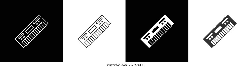 Keyboard icon. Electric piano vecor. Modern keyboad icon vector illustration in black, white and transparent background. Eps10