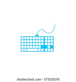 Keyboard icon flat. Blue pictogram on white background. Vector illustration symbol