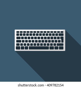Keyboard icon. Flat design style modern vector illustration. Isolated on stylish color background. Flat long shadow icon. Elements in flat design.