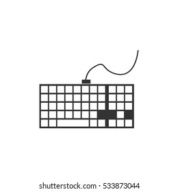 Keyboard icon flat. Illustration isolated on white background. Vector grey sign symbol