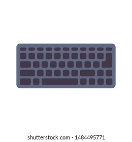 Keyboard icon in flat simple style. Desktop keyboard electronic device concept for web or mobile app design. Board with keys for typing. Vector illustration isolated on white background.