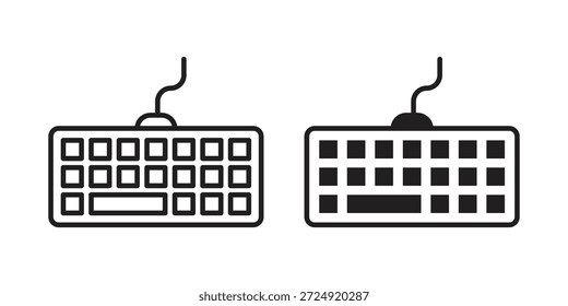Ícone de teclado plano e coleção de traços para trabalho do ux da interface do usuário.