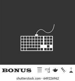 Keyboard icon flat. White pictogram on black background. Vector illustration symbol and bonus icons