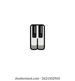 Keyboard icon illustrates music keys on white