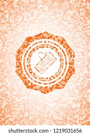 keyboard icon inside abstract orange mosaic emblem