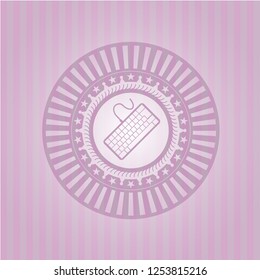 keyboard icon inside badge with pink background