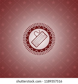 keyboard icon inside badge with red background