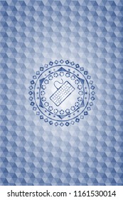 keyboard icon inside blue badge with geometric background.