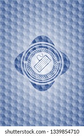 keyboard icon inside blue hexagon badge.