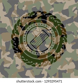 keyboard icon inside camouflage texture