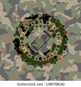 keyboard icon inside camouflaged emblem