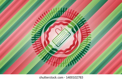 keyboard icon inside christmas colors badge.