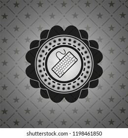 keyboard icon inside dark emblem. Retro