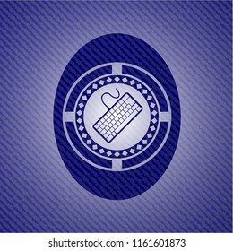 keyboard icon inside denim background