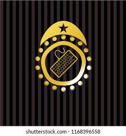 keyboard icon inside gold shiny emblem