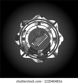 keyboard icon inside grey camo emblem