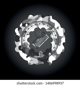 keyboard icon inside grey camo texture