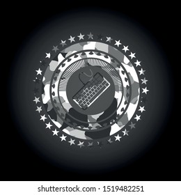keyboard icon inside grey camo texture