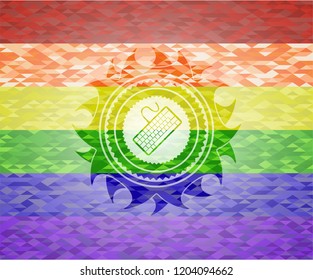 keyboard icon inside lgbt colors emblem 