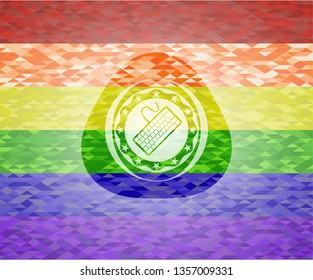 keyboard icon inside lgbt colors emblem 